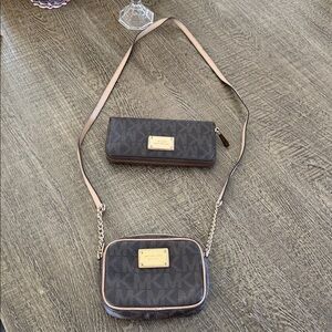 Michael Kors Dark Brown Crossbody Bag and Wallet